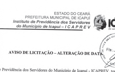 Aviso de Licitação – Alteração de data.