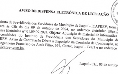 Aviso de Dispensa Eletrônica de Licitação