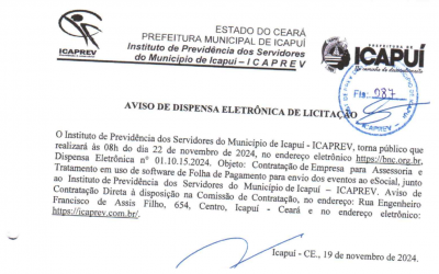 Aviso de Dispensa Eletrônica de Licitação