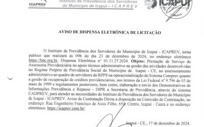 Aviso de Dispensa Eletrônica de Licitação