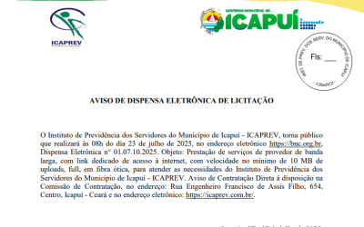 AVISO DE DISPENSA ELETRÔNICA DE LICITAÇÃO