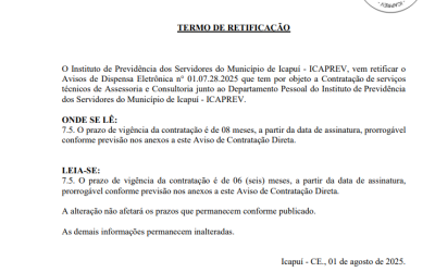 TERMO DE RETIFICAÇÃO