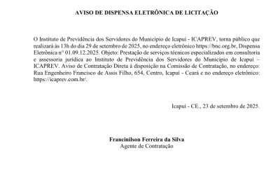 Aviso de Dispensa Eletrônica de Licitação