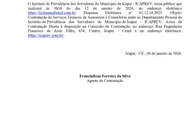 Aviso de Dispensa de Licitação nº 02.12.18.2025