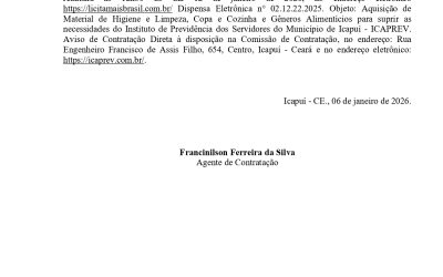 Aviso de Dispensa de Licitação nº 02.12.22.2025
