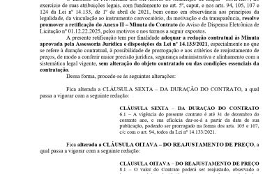 Termo de Retificação do Anexo II do Aviso de Dispensa Eletrônica nº 01.12.22.2025